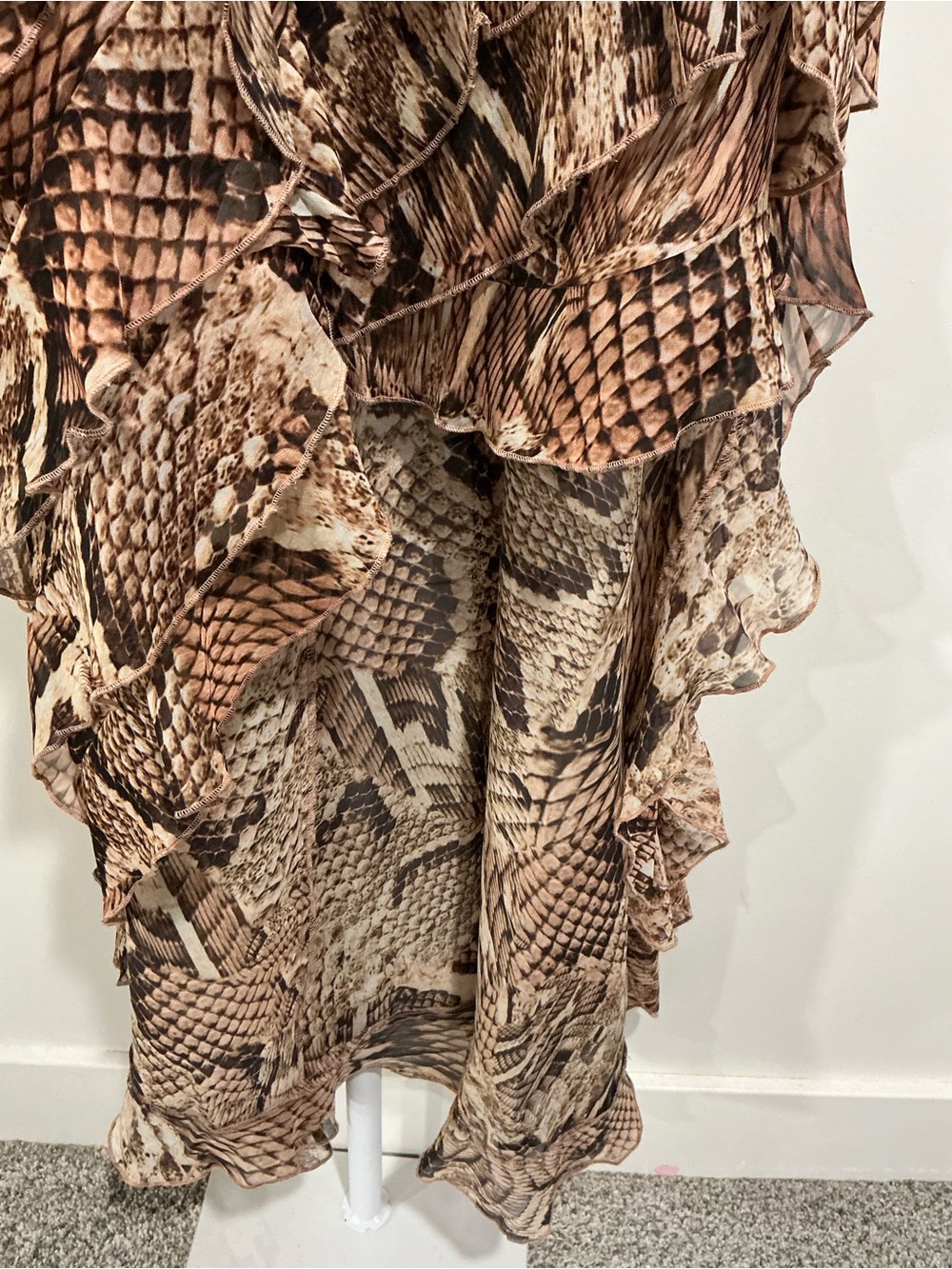 Boston Proper Brown Snake-Print Ruffled High-Low Dress - Picture 4 of 5